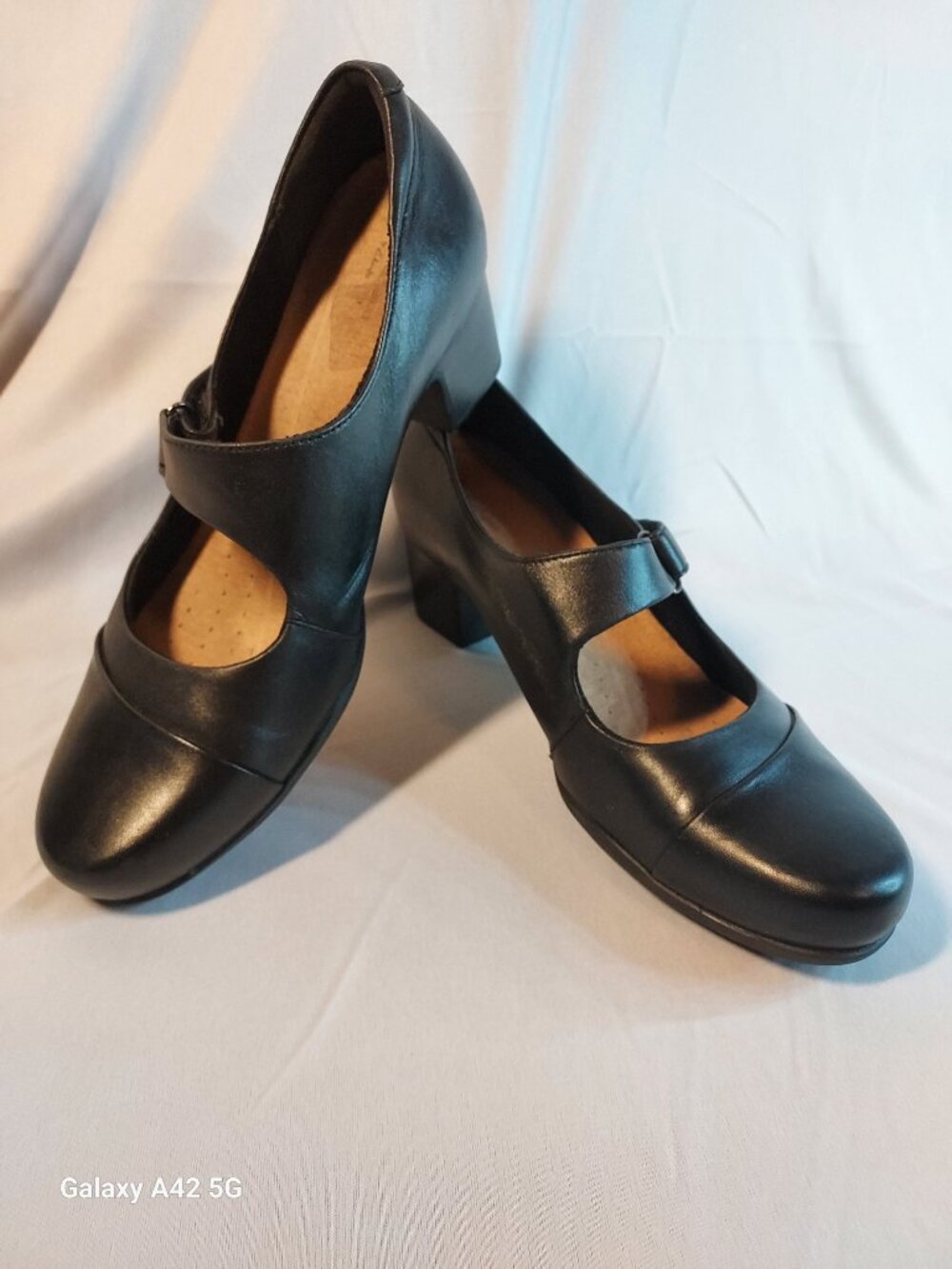 Clarks Unconstructed Rosalyn Wren Mary Jane Shoes Black Faux Leather Women's 10
